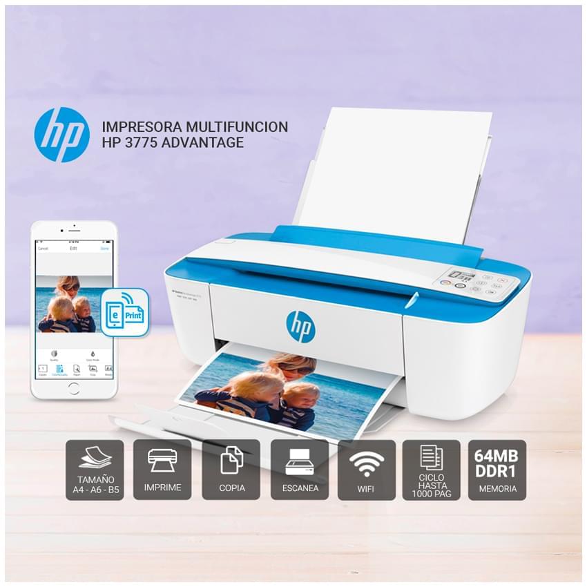 Impresora Hp Multifuncion Deskjet Ink Advantage 3775 Wifi